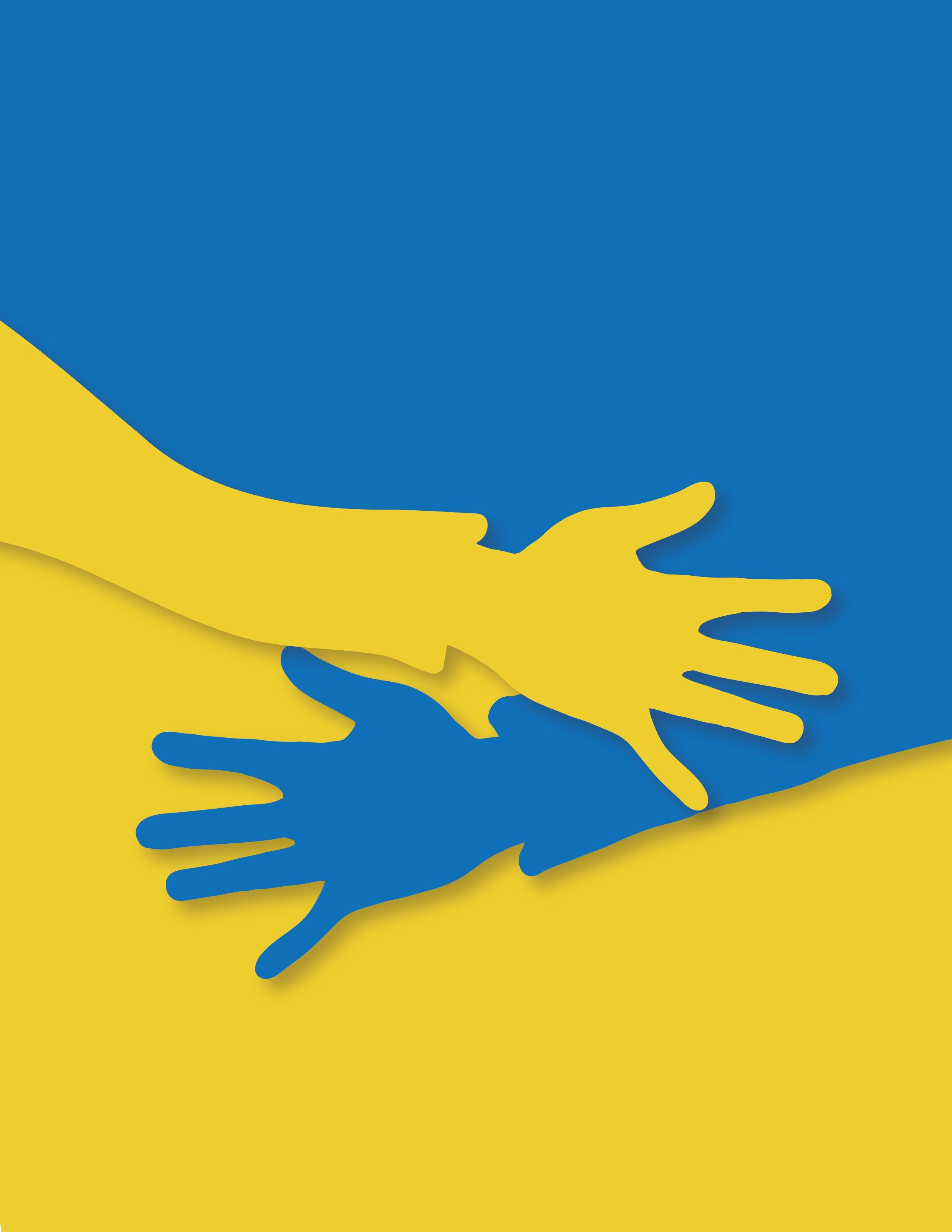 Ukraine Farben und 2 Hände